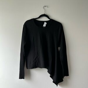 Callas black asymmetrical long sleeve knit top